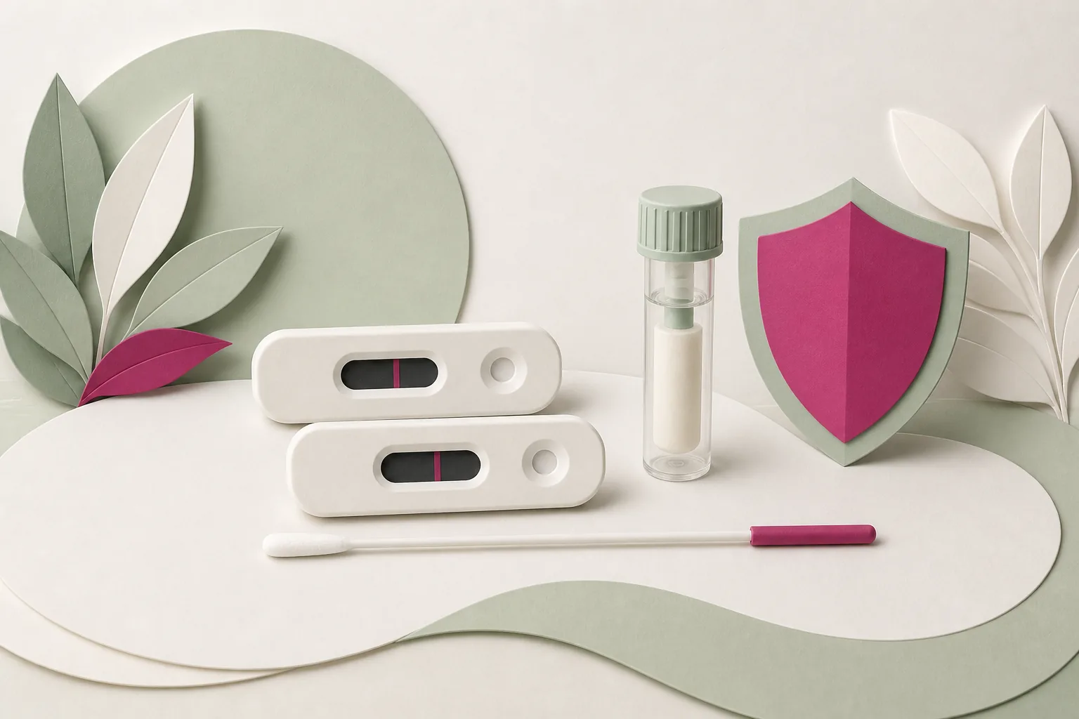 Illustrazione di tamponi e test rapidi in farmacia